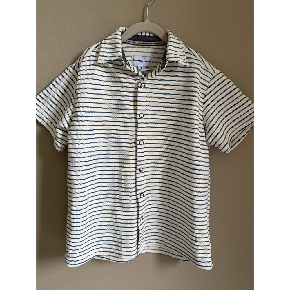 Distortion Striped Short Sleeve Button-Up Shirt Boys Size Small